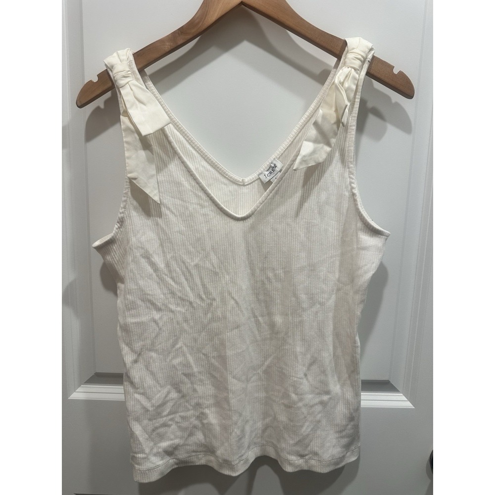 J Crew NWT Cream Tank With Bows Large